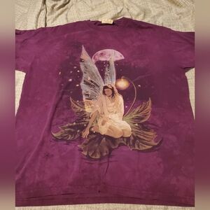 VTG The Mountain 2004 Fairy Princess on a Leaf in Water Maroon T-Shirt, Size XL